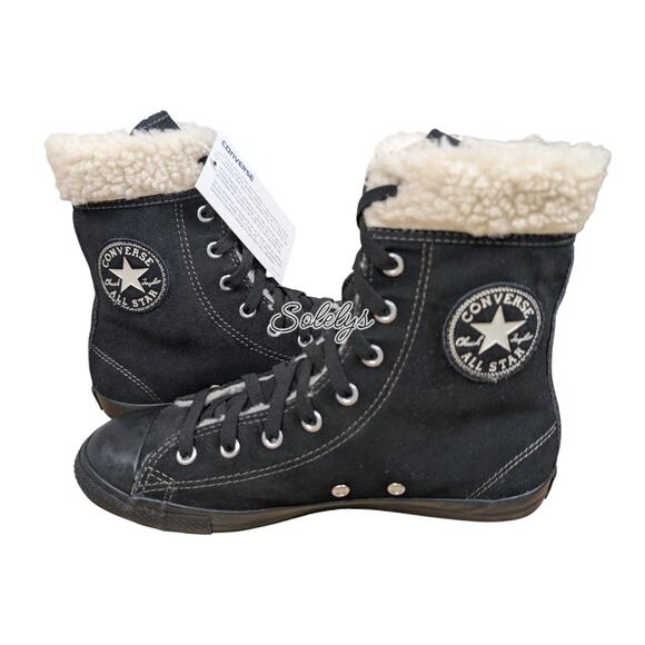 Converse 2014 CT Dainty Suede Shearling Trim XHI Extra High Black Sneaker 6 NWT - Picture 1 of 11